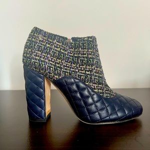 Chanel Authentic Lambskin and Tweed Quilted Booties